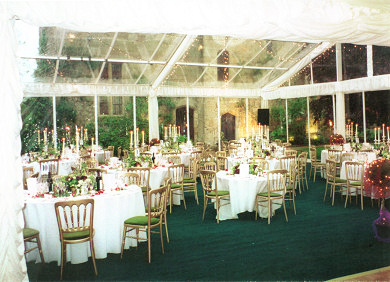 Marquee with clear roof and gables
